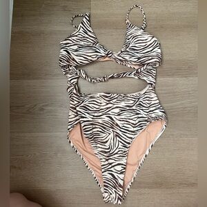 Cotton On Body Zebra Print One Piece Swimsuit